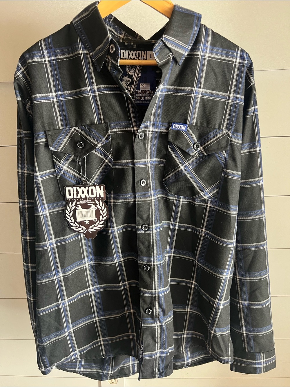 Dixxon New Black & Blue Plaid Men's Tradesman Button-Up Shirt Size Large